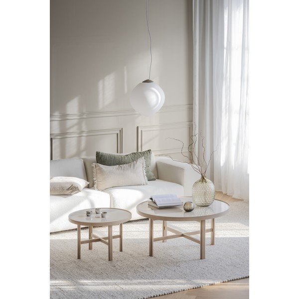 Tavolino rotondo con piano in ceramica di colore naturale 90x90 cm Marsden - Rowico-image-3