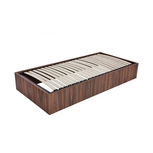Letto singolo colore naturale scuro in truciolato con contenitore/senza testiera con rete inclusa 90x190 cm Nira – Bobochic Paris