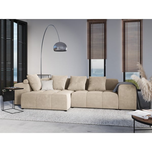 Cuscino in velluto beige per divano componibile Rome Velvet - Cosmopolitan Design-image-3