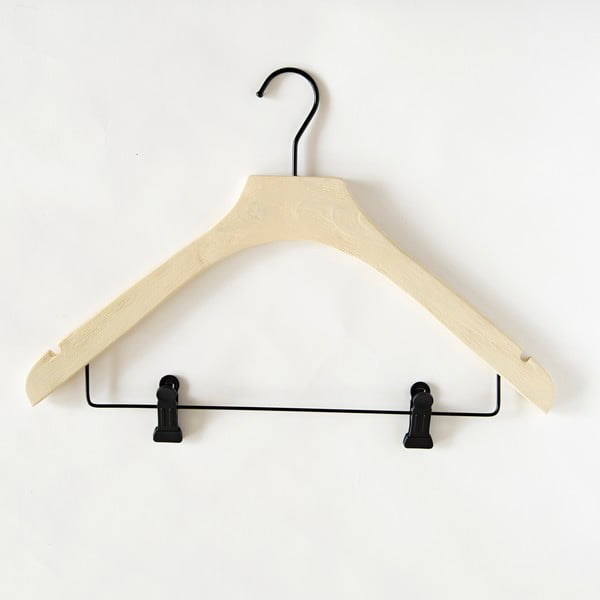 Světle žluté dřevěné ramínko se 2 klipsnami Compactor Hang&Keep