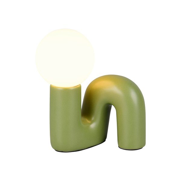 Lampada da tavolo verde in ceramica (altezza totale 21,5 cm) Quinn – Reality-image-3