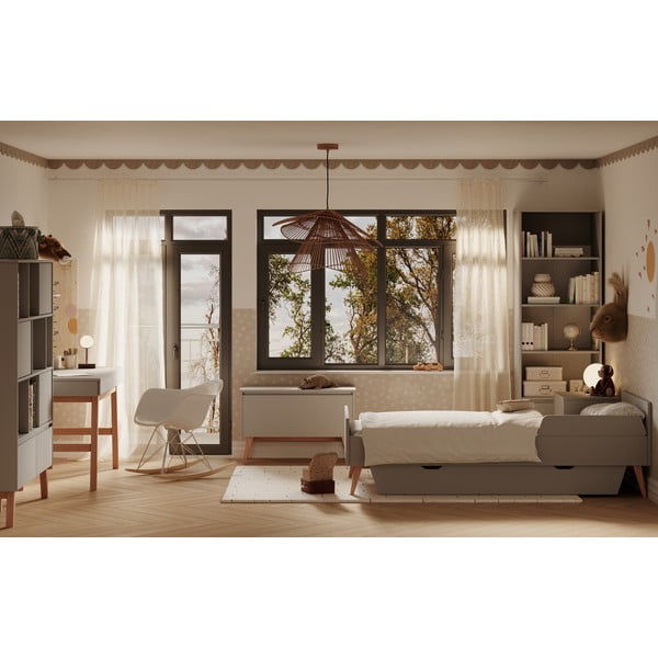 Cassetto grigio sotto il letto per bambini 90x200 cm Swing - Pinio-image-3