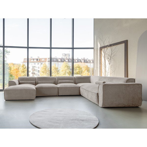 Divano angolare componibile beige (con penisola a destra/a forma di "U") Flex Felix – Miuform-image-1