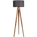 Lampada da terra grigio scuro/di colore naturale con paralume in tessuto (altezza totale 153 cm) Tripod – Opviq lights