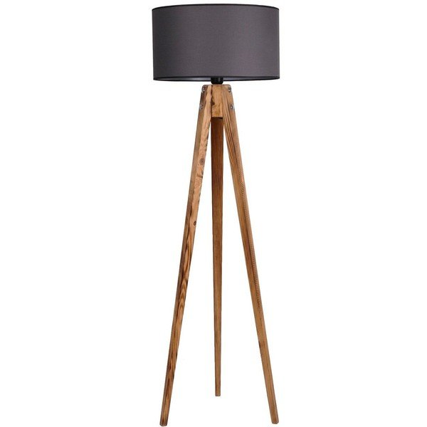 Lampada da terra nera/di colore naturale con paralume in tessuto (altezza totale 153 cm) Tripod – Opviq lights