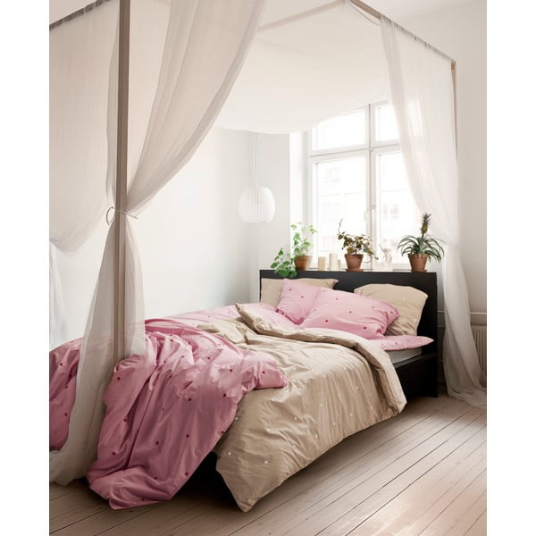 Set copripiumino e federa beige in percalle di cotone per letto singolo 140x200 cm Daisy – JUNA-image-4