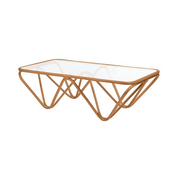 Tavolino in rattan con piano in vetro Jura, 75 x 144 cm - RGE