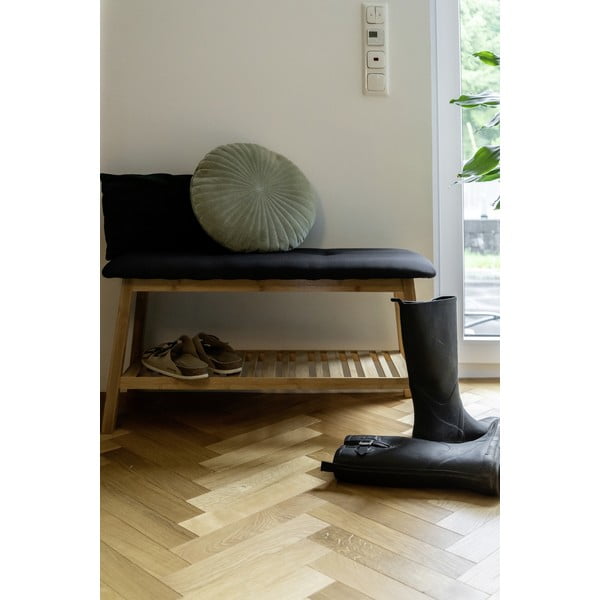 Scarpiera in bambù nero/naturale con panca Ecori - Wenko-image-1