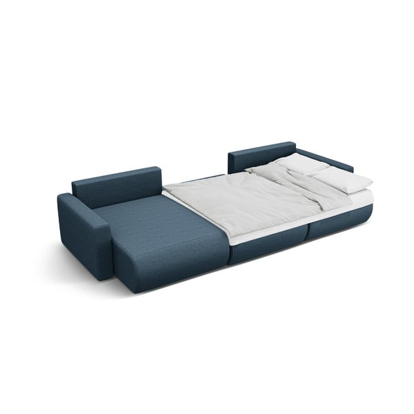 Divano angolare blu scuro allungabile con contenitore (a U) Belfast – Cosmopolitan Design-image-3