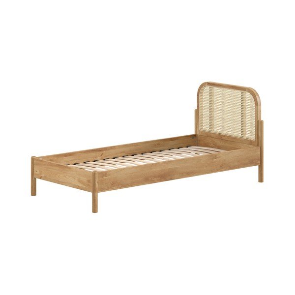 Letto singolo di colore naturale in rovere massiccio con rete inclusa 90x200 cm Olive Rotan – Vipack-image-2