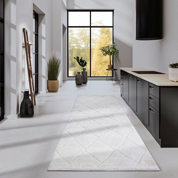 Passatoia color crema 80x240 cm Perrotin Cream White - Elle Decoration-image-1