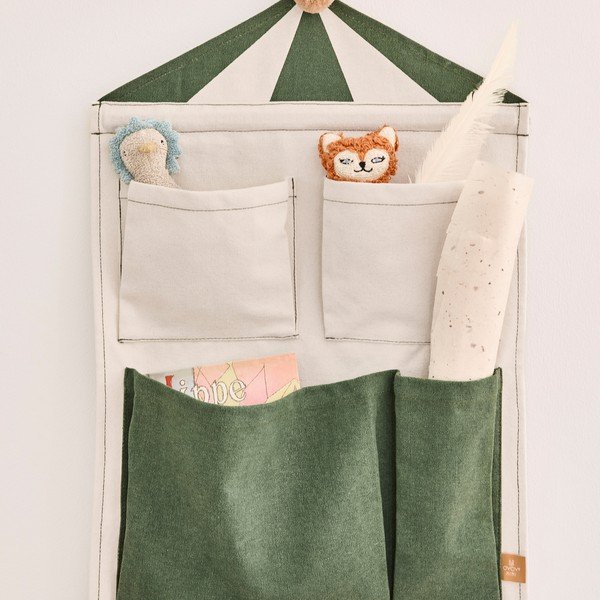 Organizer da appendere verde/color crema in tessuto 40x1x60 cm Circus – OYOY Mini-image-2