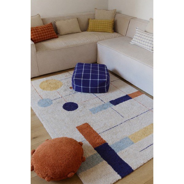 Tappeto beige in cotone lavabile/tessuto a mano 170x240 cm Geometrical Shapes – Lorena Canals-image-4
