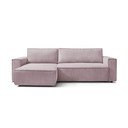 Divano letto in velluto a coste rosa chiaro divano ad angolo variabile Nihad - Bobochic Paris