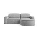 Divano angolare grigio chiaro (con penisola a destra/con chaise lounge) con rivestimento in ciniglia Omao – Makamii