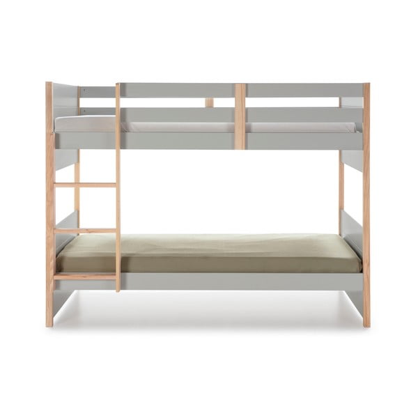 Letto a castello per bambini grigio con gambe in legno di pino , 90 x 190 cm Kiara - Marckeric-image-3