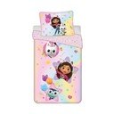 Set copripiumino e federa da bambini rosa in cotone per letto singolo 140x200 cm Gabby's Dollhouse "Rainbow" – Jerry Fabrics