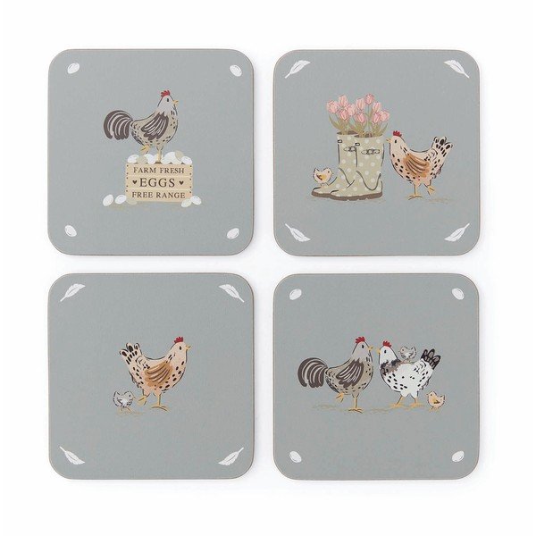 Set di sottobicchieri grigi in sughero 4 pz Hen House Lane – Cooksmart ®