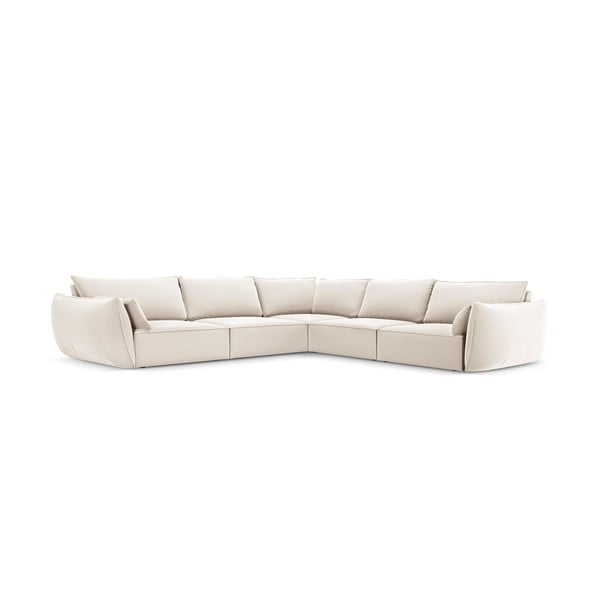 Divano angolare beige con rivestimento in velluto Vanda – Mazzini Sofas-image-2