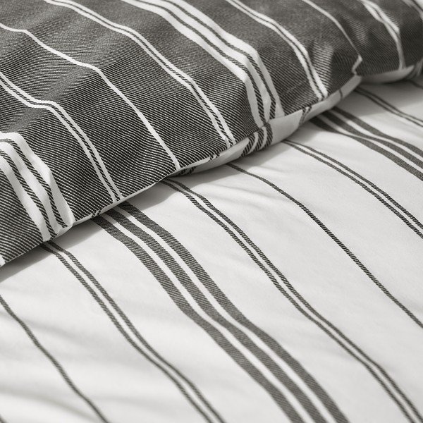 Set copripiumino e federa bianco e nero per letto singolo 135x200 cm Harbour Stripe – Catherine Lansfield-image-4