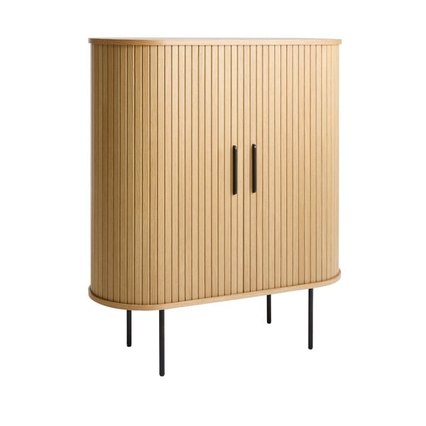 Cantinetta di colore naturale con effetto rovere con ante scorrevoli 100x118x40 cm Nola – Unique Furniture-image-1