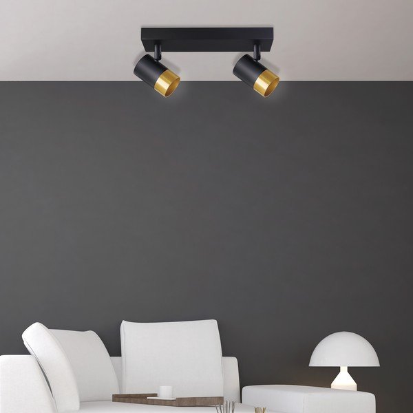 Lampada da soffitto con paralume in metallo nero-oro 34x5,5 cm Tobi - Candellux Lighting-image-1