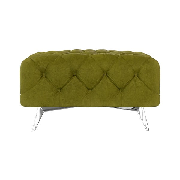 Poggiapiedi verde con rivestimento in velluto Chelsea – Ropez