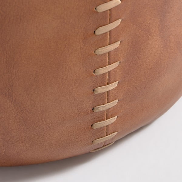 Pouf in pelle marrone cognac Cesia - Kave Home-image-2