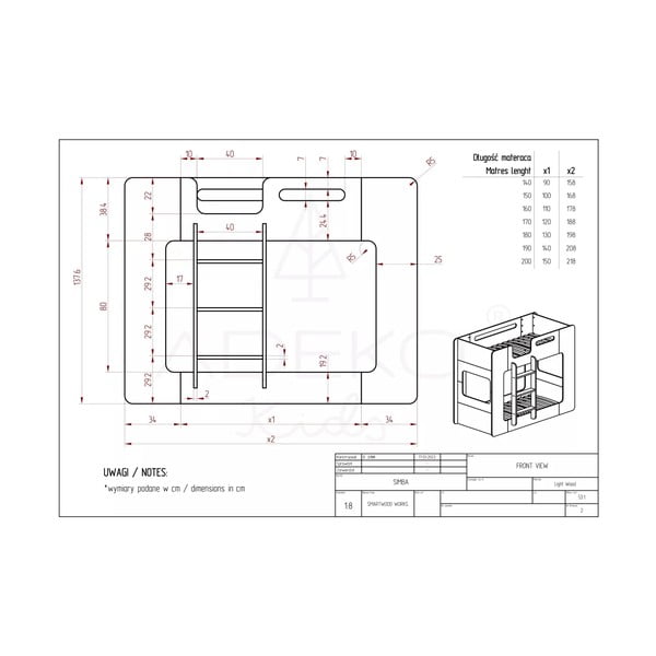 Letto a castello per bambini 70x140 cm Simba - Adeko-image-3
