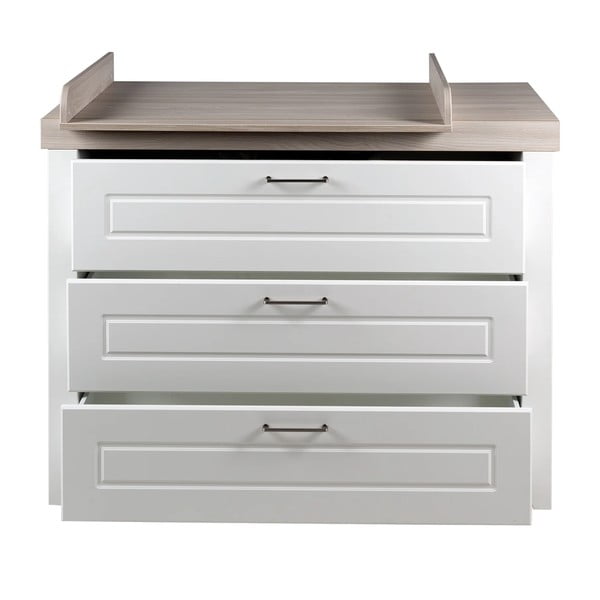 Cassettiera bassa per bambini bianca in olmo con fasciatoio 120x98 cm Felicia - Roba-image-3