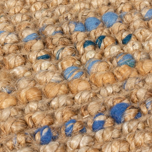 Tappeto blu/di colore naturale in iuta tessuto a mano 120x170 cm Jute Boucle Blue – Flair Rugs-image-4