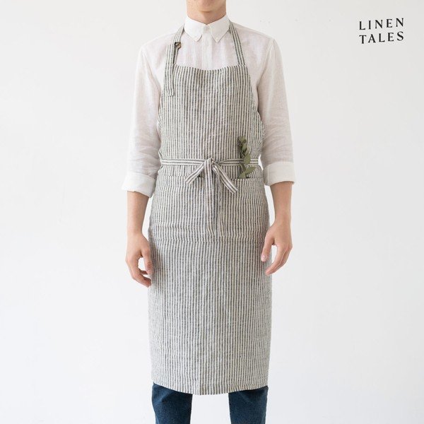 Grembiule in lino Thin Black Stripes - Linen Tales