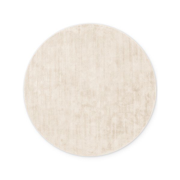 Tappeto rotondo avorio in viscosa tessuto a mano ø 120 cm Noemi – Vikosa