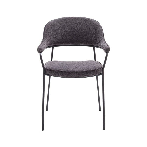 Sedia da pranzo grigio scuro con braccioli Kindersley – Unique Furniture-image-1