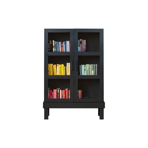 Vetrina nera in pino massiccio 107x160x39 cm Bonk – WOOOD-image-3