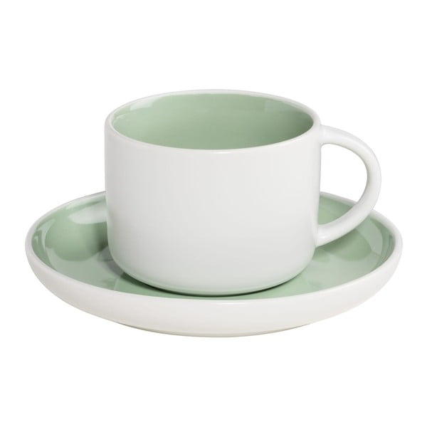 Tazza in porcellana bianca e verde con piattino Maxwell & Williams Tint, 240 ml - Maxwell & Williams