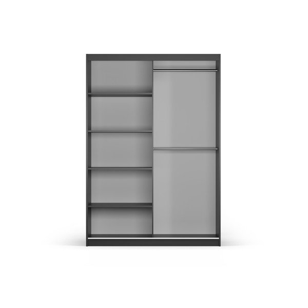 Armadio nero con specchio e ante scorrevoli 151x215 cm Lisburn - Cosmopolitan Design-image-3