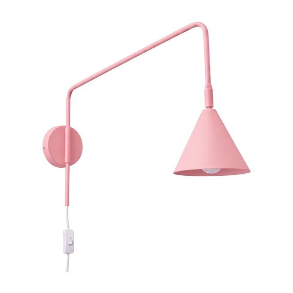 Lampada da parete rosa in acciaio con alimentazione a corrente con struttura flessibile Zylo – Sollux