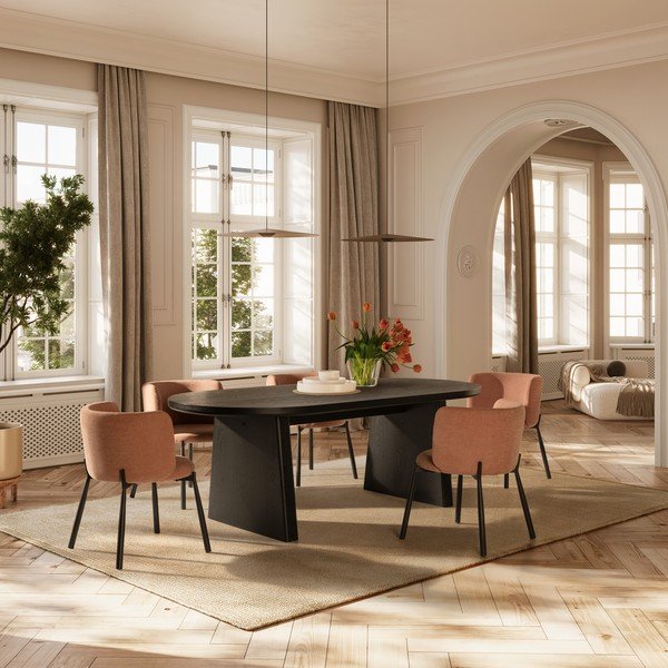 Set di sedie da pranzo color pesca in imbottito 2 pz Ginny – MOME-image-1