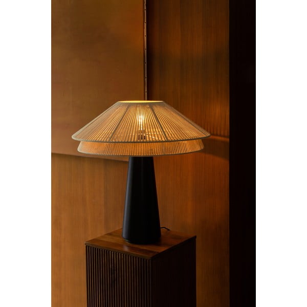 Lampada da tavolo bianca e nera con paralume in tessuto (altezza 62 cm) Elon - Dutchbone-image-2