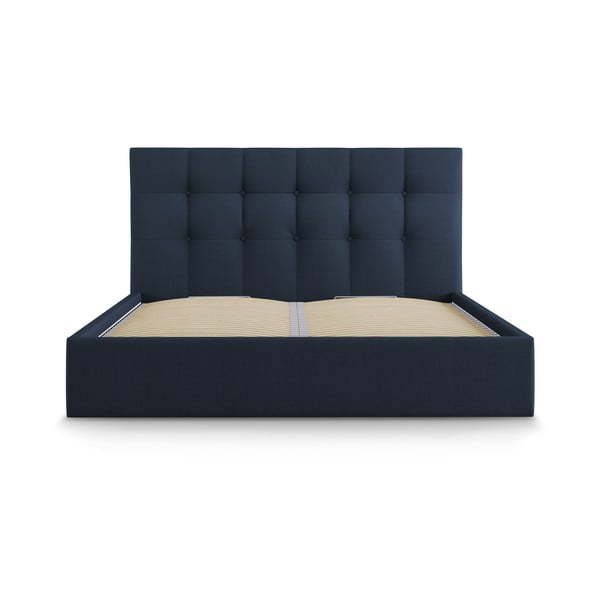 Letto matrimoniale imbottito blu scuro con contenitore con griglia 160x200 cm Nerin - Mazzini Beds-image-2