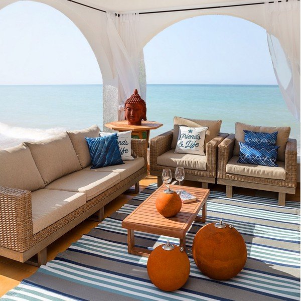 Divano da giardino in rattan beige Patsy - LDK Garden-image-1