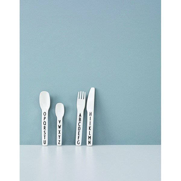 Set di 4 pezzi di posate bianche per bambini - Design Letters-image-3