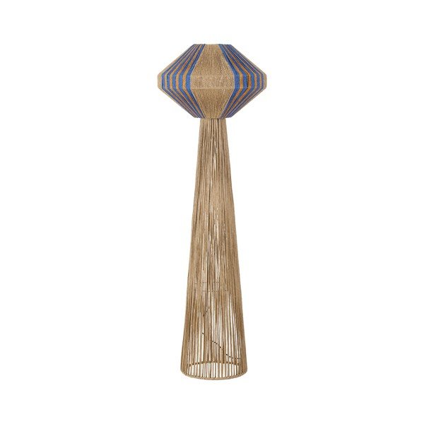 Lampada da terra blu/di colore naturale con rivestimento in corda (altezza totale 152 cm) Abby – Nova Luce