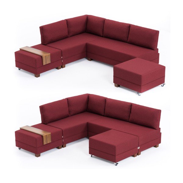 Divano letto bordeaux angolo sinistro 2 tavole di contenimento Diana - Balcab Home-image-3