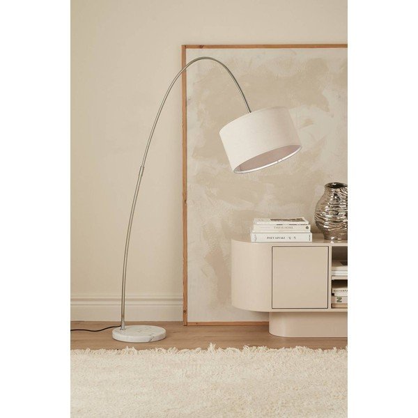 Lampada da terra bianca in tessuto con struttura flessibile (altezza totale 145 cm) Arc – Ellos Home-image-1