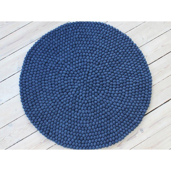 Tappeto in lana blu, ⌀ 200 cm Ball Rugs - Wooldot-image-1