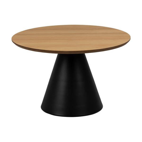 Tavolino rotondo nero e naturale con piano in rovere ø 65 cm Soli - Actona-image-3