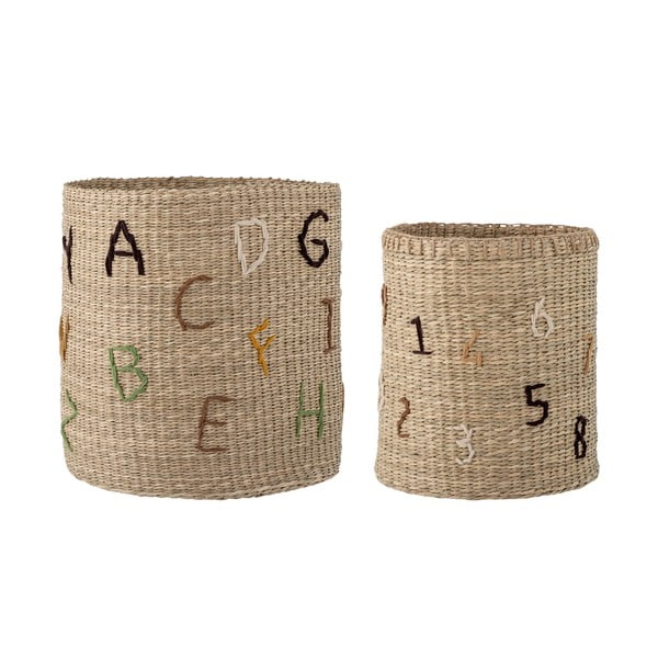 Cestini per bambini in seagrass di colore naturale in set di 2 pezzi ø 35x38 cm Dinne - Bloomingville Mini