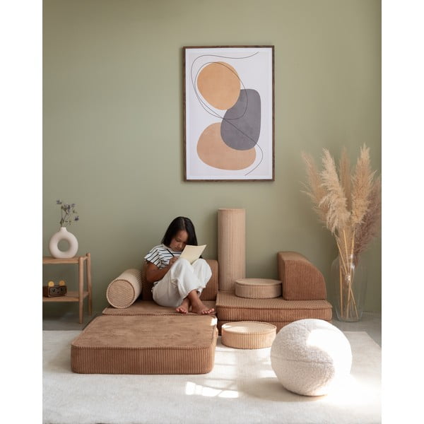 Divano per bambini marrone con rivestimento in velluto a coste 132 cm Settee – Wigiwama-image-1